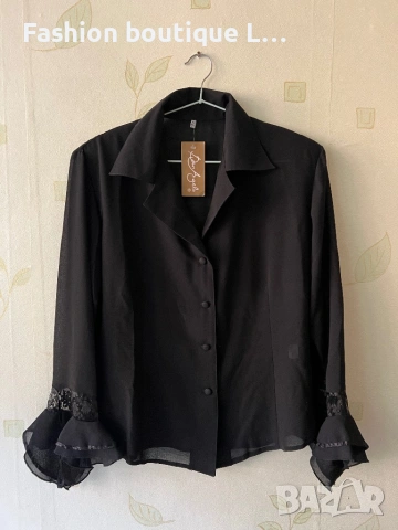 Нова с етикета черна ефирна риза с дантелен акцент на китките 🖤 Размери M , L , XL и XXL 🖤