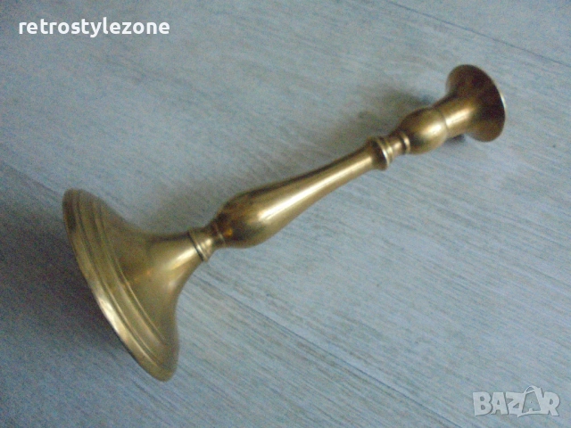 № 8585 Стар месингов свещник – ретро стил, снимка 5 - Други ценни предмети - 54358454