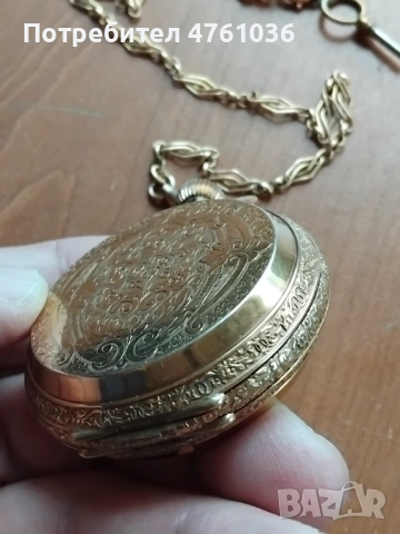 Позлатен джобен часовник "Elgin" с кюстек , снимка 5 - Антикварни и старинни предмети - 54055761