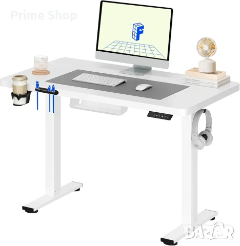 Електрическо регулируемо бюро FLEXISPOT с памет, 110x54 см, бяло