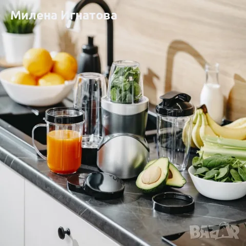 Мощен блендер за смутита с пълен комплект чаши и бутилки - BPA Free, импулсен режим, снимка 4 - Блендери - 55564111