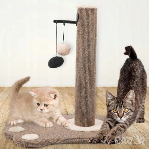 Драскалка за котки 38 см с играчки и плюшена основа , снимка 5 - За котки - 55172010