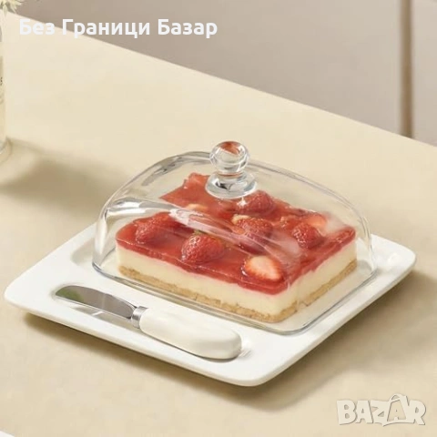 Нова кутия за масло Керамична масленка с капак и нож Масленица кухня дом, снимка 7 - Аксесоари за кухня - 54457339