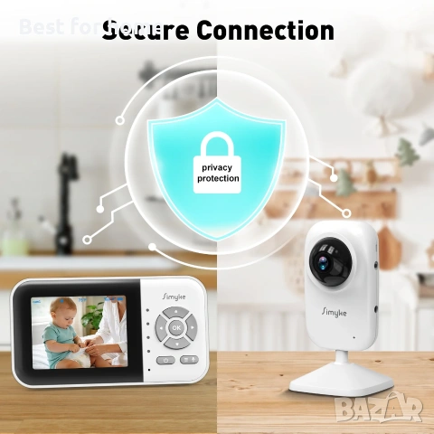Бебешки монитор Simyke с двойна камера, 2.8" LCD, безжичен, нощно виждане, двупосочно аудио, снимка 7 - Бебефони - 55047482