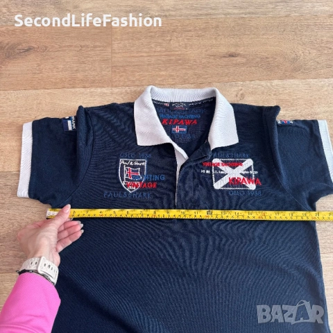 Мъжка поло тениска Paul & Shark Vintage Yachting Kipawa размер M тъмносиня, снимка 4 - Тениски - 54128677