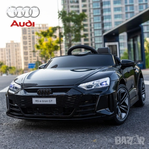 Акумулаторен джип Audi RS E-Tron GT 4X4 Licensed с меки гуми и кожена седалка 12V, снимка 2 - Детски велосипеди, триколки и коли - 55130523
