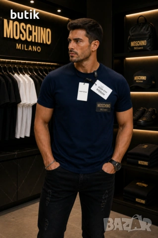 Moschino Milano тъмносиня мъжка тениска – S, M, L, снимка 2 - Тениски - 54427367