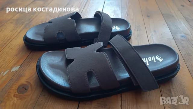 Дамски кафяви чехли 38, снимка 3 - Чехли - 55331890