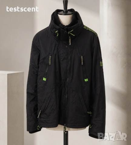 SUPERDRY Wind Attacker Jacket 2XL - Black Neon - Fleece Lined - Оригинално мъжко яке