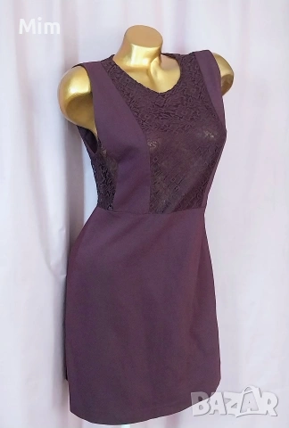 ZARA M/ L Тъмно бордо къса рокля, снимка 2 - Рокли - 54733253