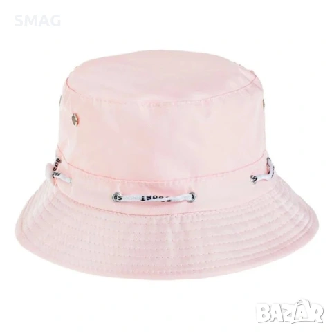 Дамска bucket шапка powder pink с бяла връзка_1235510