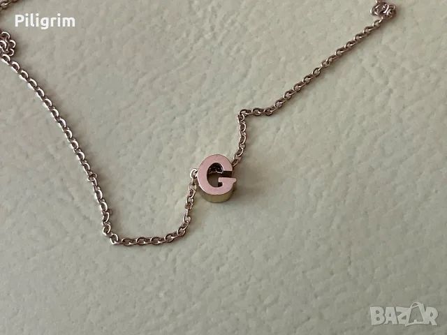 Колие с висулка във формата “G”, позлатяване 14К, (IPG14K)., снимка 2 - Колиета, медальони, синджири - 55665027