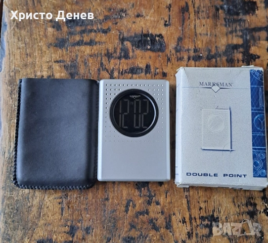 часовник будилник дигитален Marksman Марксман с кожено калъфче за бюро, снимка 8 - Други - 54066648