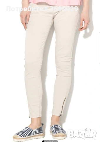 Esprit - Дънки по тялото с ципове на глезените, Бежов, 38