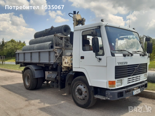 ПРОДАВА СЕ volvo fl7 три странен самосвал с кран  1990 г, снимка 3 - Камиони - 54718807