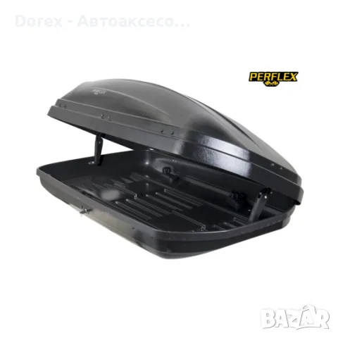 Автобокс (багажник за таван) Perflex - 370л. - сив или черен, снимка 3 - Аксесоари и консумативи - 55299065