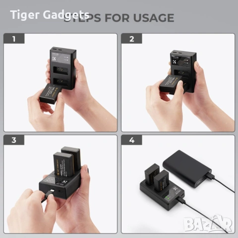 Комплект 2 батерии LP-E17 + USB зарядно K&F Concept за Canon (нови), снимка 6 - Батерии, зарядни - 54310262