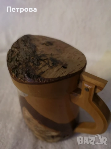 Дървена, ръчно рисувана халба. , снимка 5 - Декорация за дома - 54010106