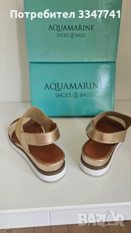 Златисти кожени сандали Aquamarin , снимка 4 - Сандали - 55174368