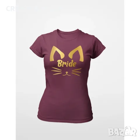 Дамска тениска с щампа - Bride meow, снимка 5 - Тениски - 55590964