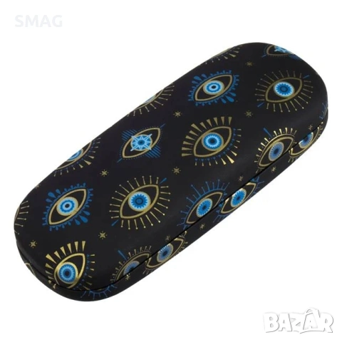 Твърд правоъгълен калъф за очила черен с декорация Evil Eye_1249963