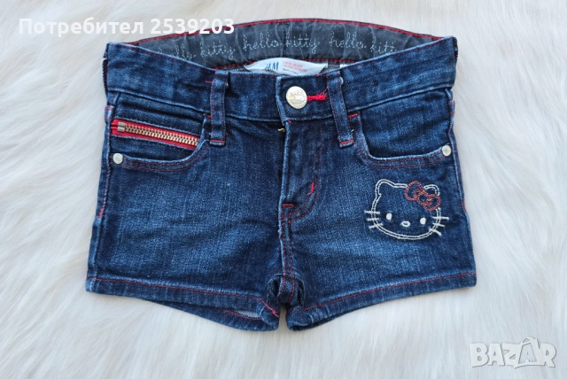Къси дънкови панталони H&M Hello Kitty 2-3 години, снимка 9 - Детски къси панталони - 54672581