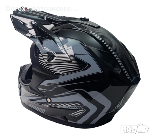 Крос каска за мотор, мотокрос и АТВ - черно-сива M/L, снимка 3 - Аксесоари и консумативи - 54145329