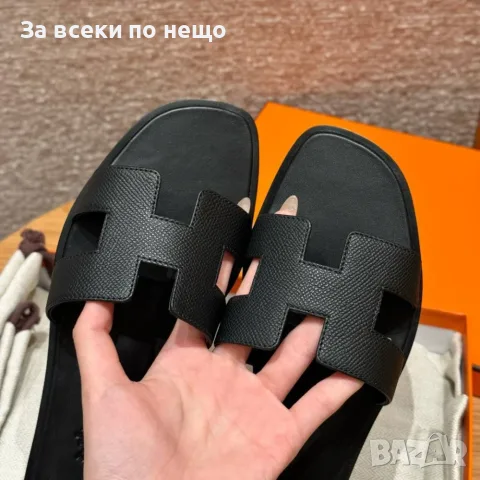 Hermes Oran Black Дамски Черни Чехли 100% Естествена Кожа Код ch1, снимка 7 - Чехли - 55410974