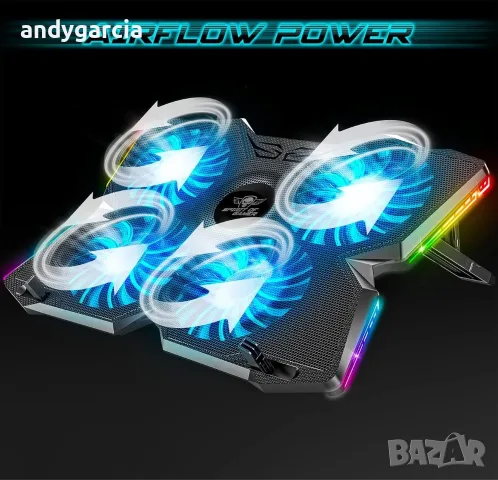 Охладителна подложка Klim Wind RGB за лаптопи до 17.3 инча черна rgb осветление с кутия като нова