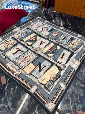 Louis Vuitton ⚜️ Gucci ⚜️ Chanel ⚜️ Goyard ⚜️Дамски Копринени Шалове , снимка 16 - Шалове - 55582719