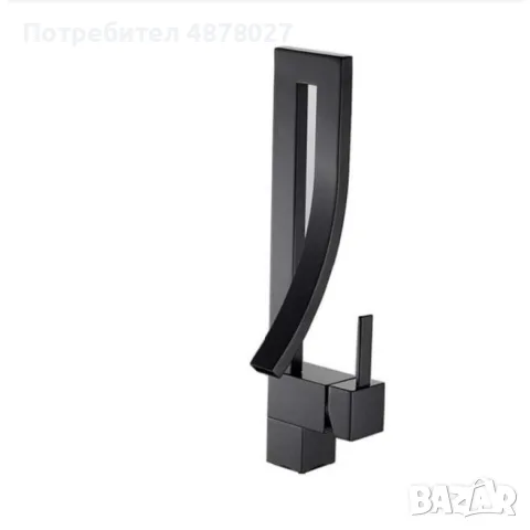 Смесител за мивка  модел водопад, матов, черен, снимка 6 - Мивки - 55607505