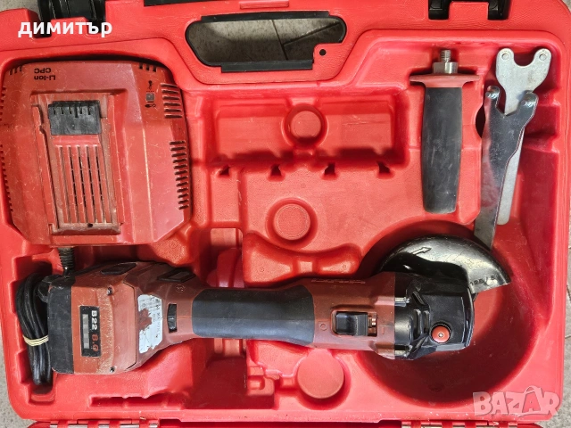 Оригинален акумулаторен ъглошлайф Hilti AG 4S-A22 – 22V, батерия 8.0Ah, зарядно и куфар
