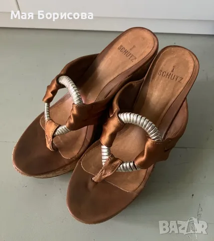 Елегантни кожени чехли “Schutz”, снимка 3 - Чехли - 55362414