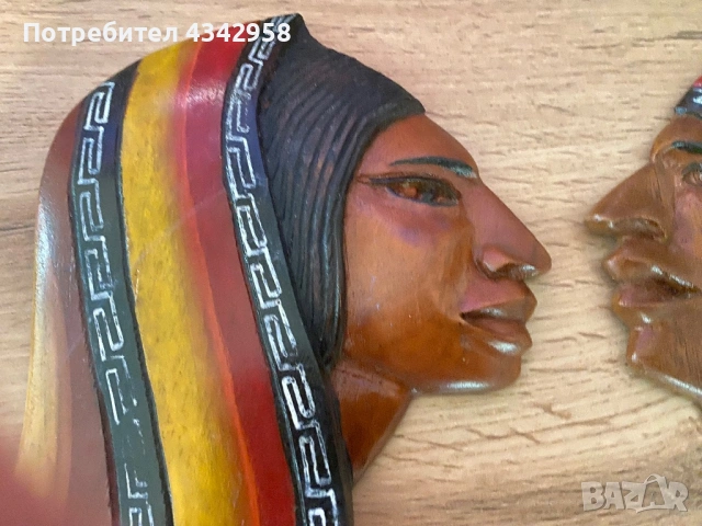 Ретро дървени стенни пана – етно декор (комплект от 2 броя) ., снимка 2 - Антикварни и старинни предмети - 54004161