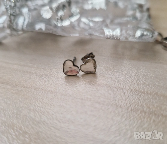 Сребърни обеци сърца