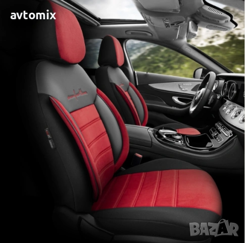 Луксозна тапицерия OTOM текстил с еко кожа COMFORT LINE Design – Червено-Черна с червен шев, снимка 2 - Аксесоари и консумативи - 54363134