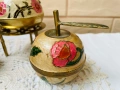 Красив месингов комплект от Англия с макове , снимка 8
