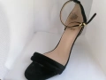 Черни велурени сандали - 7 см., снимка 5