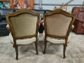 Комплект от две дъбови кресла с дърворезба и   гобленова дамаска , снимка 8