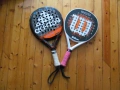 Две ракети плажен тенис падел бал Adidas Wilson игра хилки употребявани забележки забавление навън, снимка 1