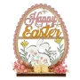 Великденска дървена декорация – яйце с заек, сухи цветя и надпис Happy Easter, 12×2×15см_1233675, снимка 1