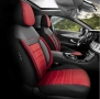 Луксозна тапицерия OTOM текстил с еко кожа COMFORT LINE Design – Червено-Черна с червен шев, снимка 2