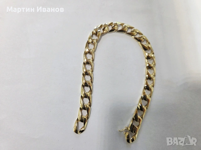 Златна плътна гривна, снимка 2 - Гривни - 54552902