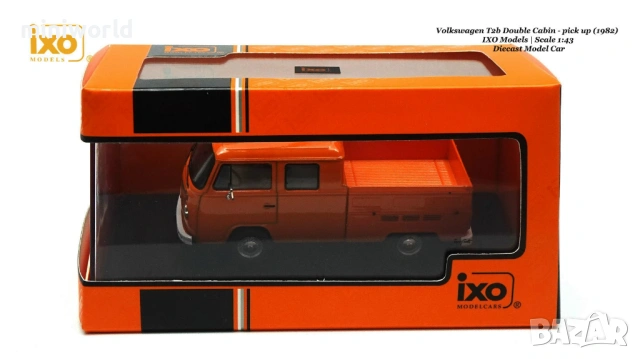 VW T2 DoKa Pritsche 1972 - мащаб 1:43 на ixo models моделът е нов в PVC дисплей-кейс, снимка 10 - Колекции - 52533290