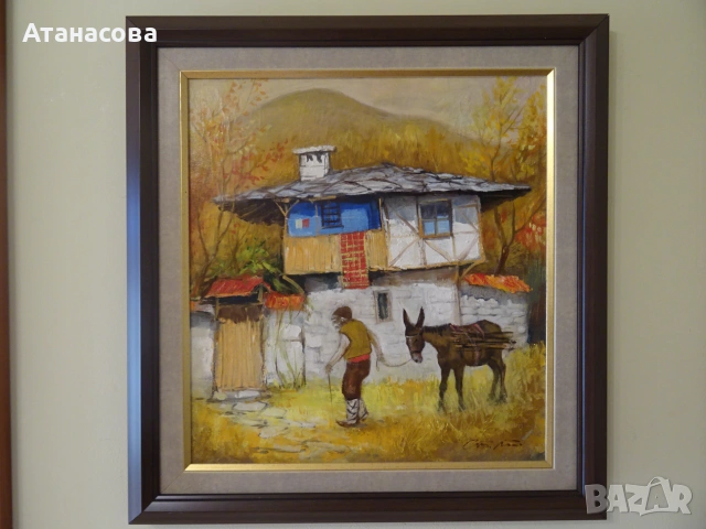 СТАНИСЛАВ ПЕТЕВ картина "Есен на село" масло подпис 1998 г, снимка 10 - Картини - 54989484