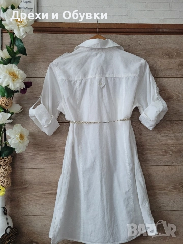 Дълга бяла риза памучна материя Италия , снимка 6 - Ризи - 54157837
