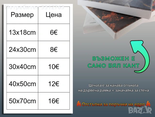 Печат на Канава опъната на дървена подрамка с Ваша снимка, снимка 2 - Декорация за дома - 54106722