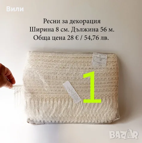 Шивашки материали различни видове в малки количества - ресни, дантела, ластик и други