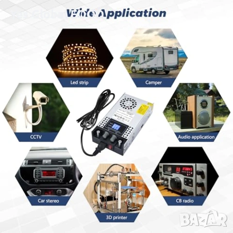 BOSYTRO захранване 12V 50A 600W регулируемо, снимка 7 - Захранвания и кутии - 55017002