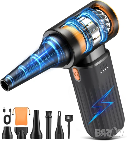 Електрическа въздушна духалка Kotopa МОЩЕН БЕЗЧЕТКОВ МОТОР 200000 RPM 8000mAh черна - НОВА -, снимка 2 - Прахосмукачки - 54705236